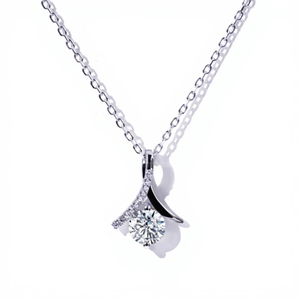 Tianyu Gems Fine Jewelry Sterling 18K Gold Plated White Pendant Sliver 925 Womens Moissanite Necklace for Female