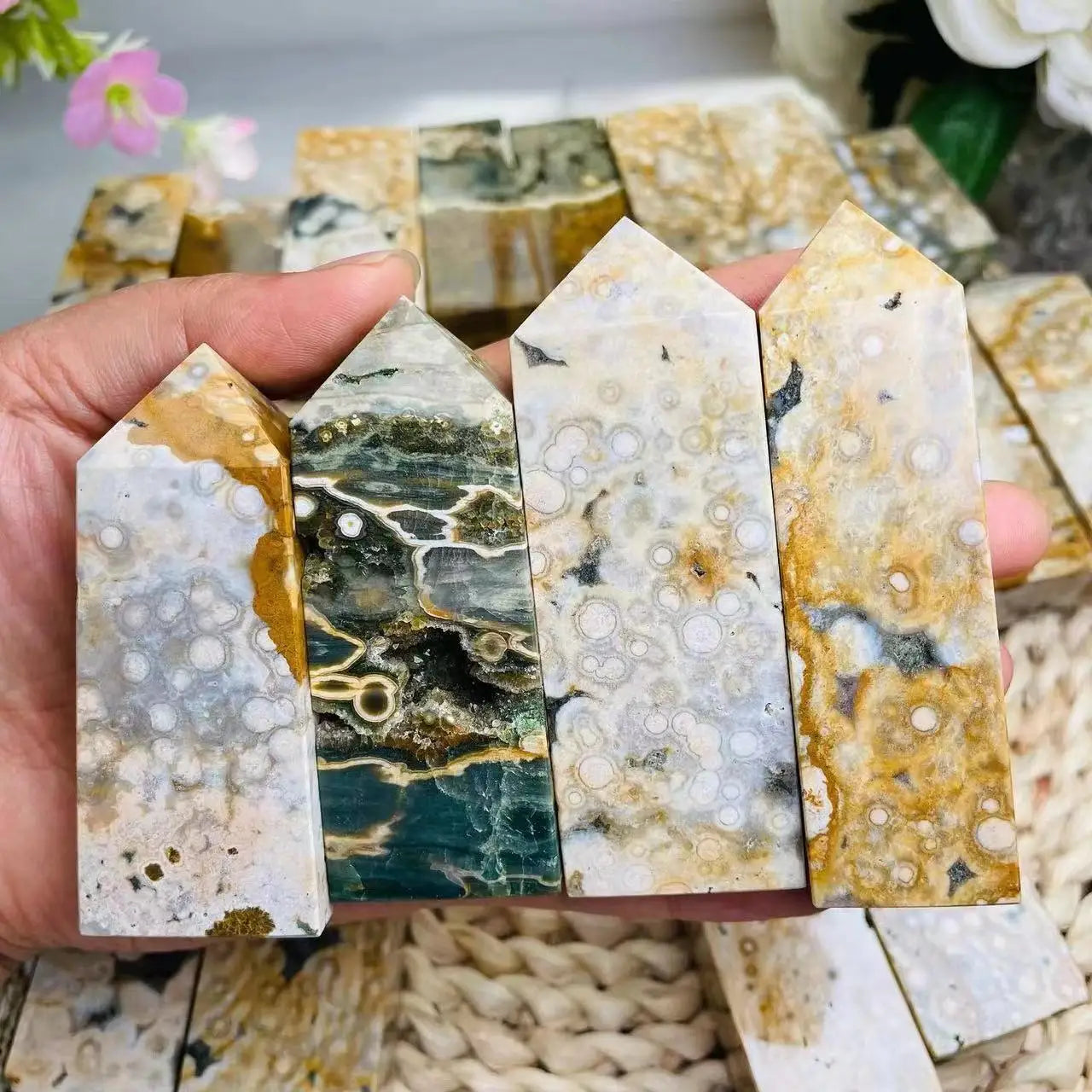 Crystal Tower Wholesale Natural Crystals Healing Gemstones Ocean Jasper Tower for Decoration