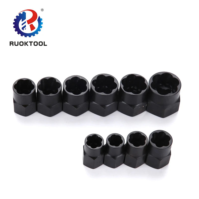 10pcs Black Nuts Damaged Bolts Nuts Screws Remover Extractor Removal Tools Set Threading Tool Kit