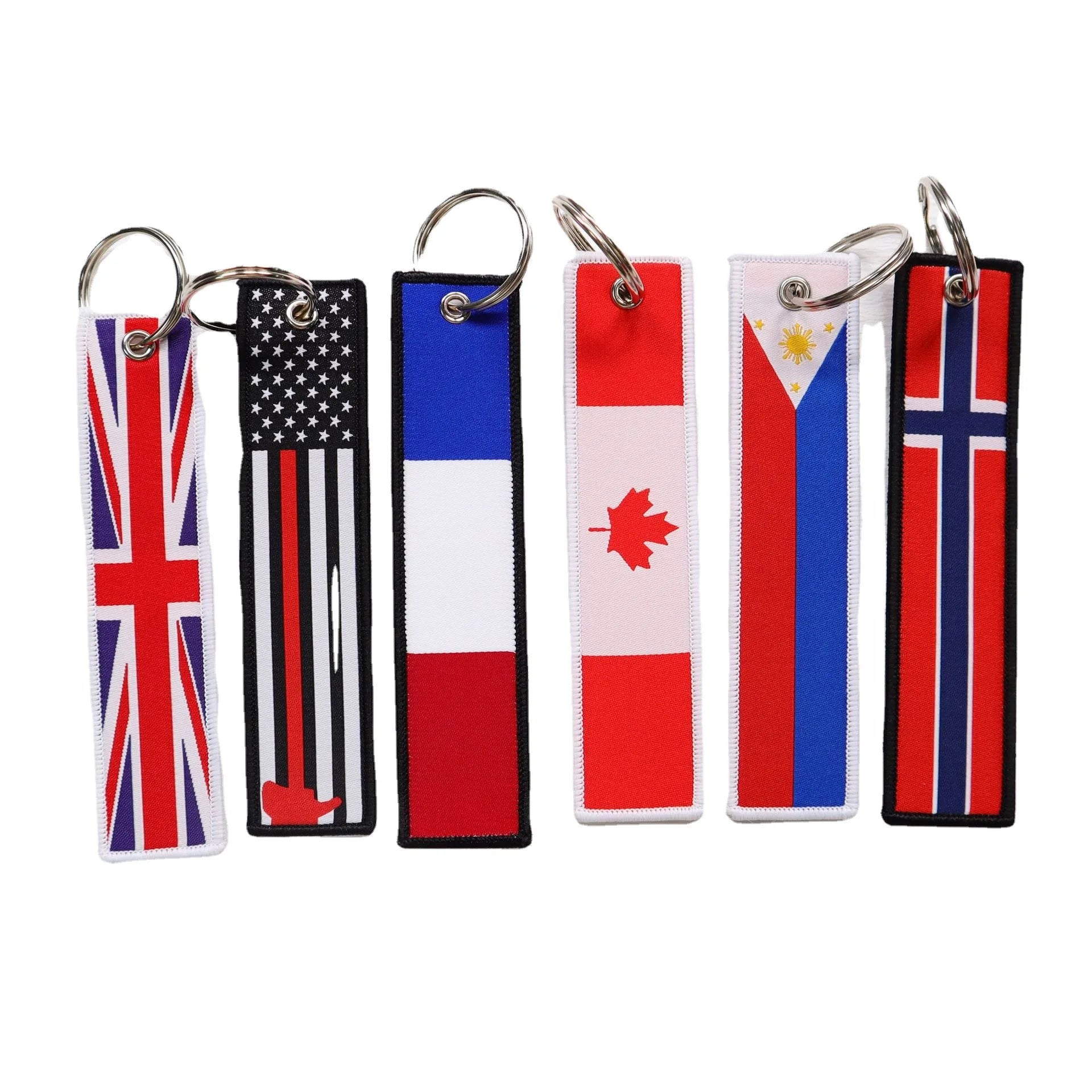 BSBH Premium Fabric Embroidery Keychain for Country Flag Custom Company Logo Keychain Key Tag