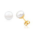 Hot Selling Cheap Simple Gold Plated 925 Sterling Silver 9mm Mother of White Pearl Stud Earring for Women