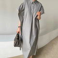 Wholesale 2026 Summer New Minimalist French Lapel Three-button Trim Stitching Design Loose Fashion Casual Women Dress