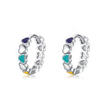 Wholesale Fashion Fine Jewelry 925 Sterling Silver Rhodium Plated Colorful Enamel love Heart Hoop Earrings