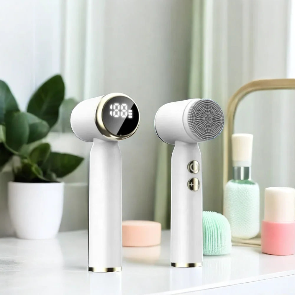 Waterproof Sonic Electric Facial Massager Soft Silicone USB Charge Handheld Skin Care Device with Exfoliators Feature