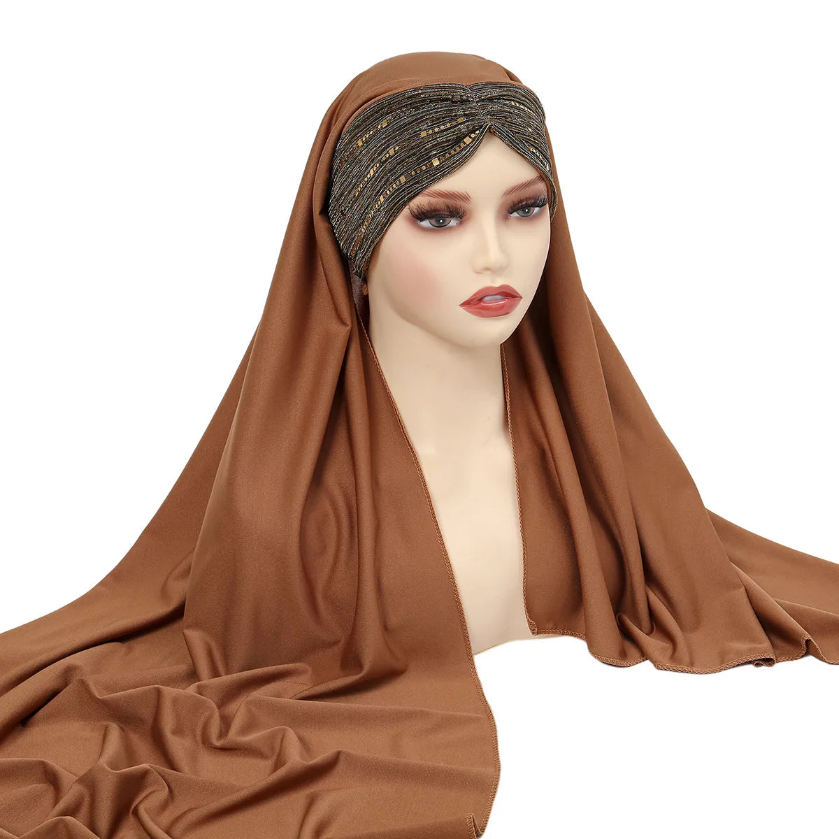 2024 Wholesale Shimmer Viscose Hijab Scarf for Muslim Women Bows Pattern Polyester with Sequin