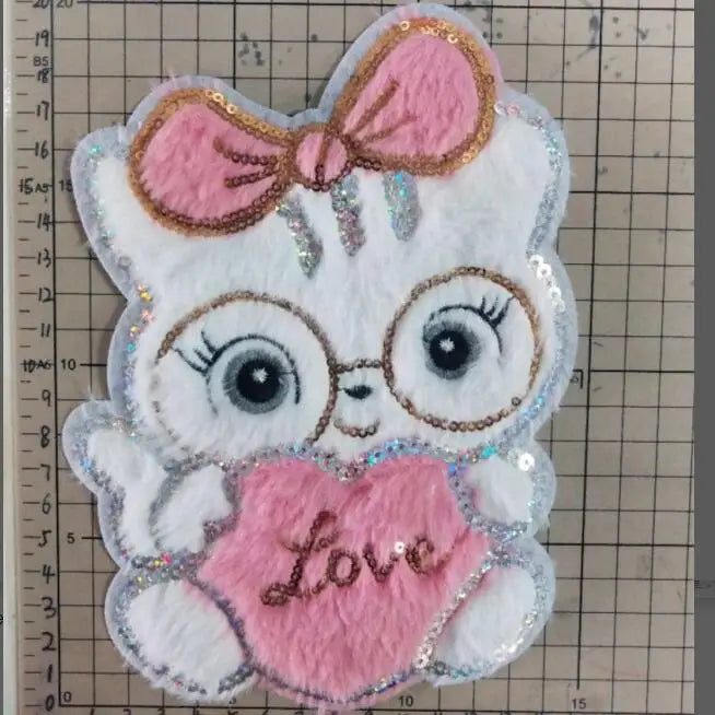 Factory Wholesale 20cm Cute Cat Sequined Embroidery Decorative Fabric Patches