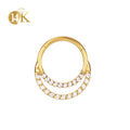 Wholesale 14k Solid Gold Claw Setting Pave 2 Stack Hinged Clicker Diamond Hoop Earrings for Children's Wedding Gift