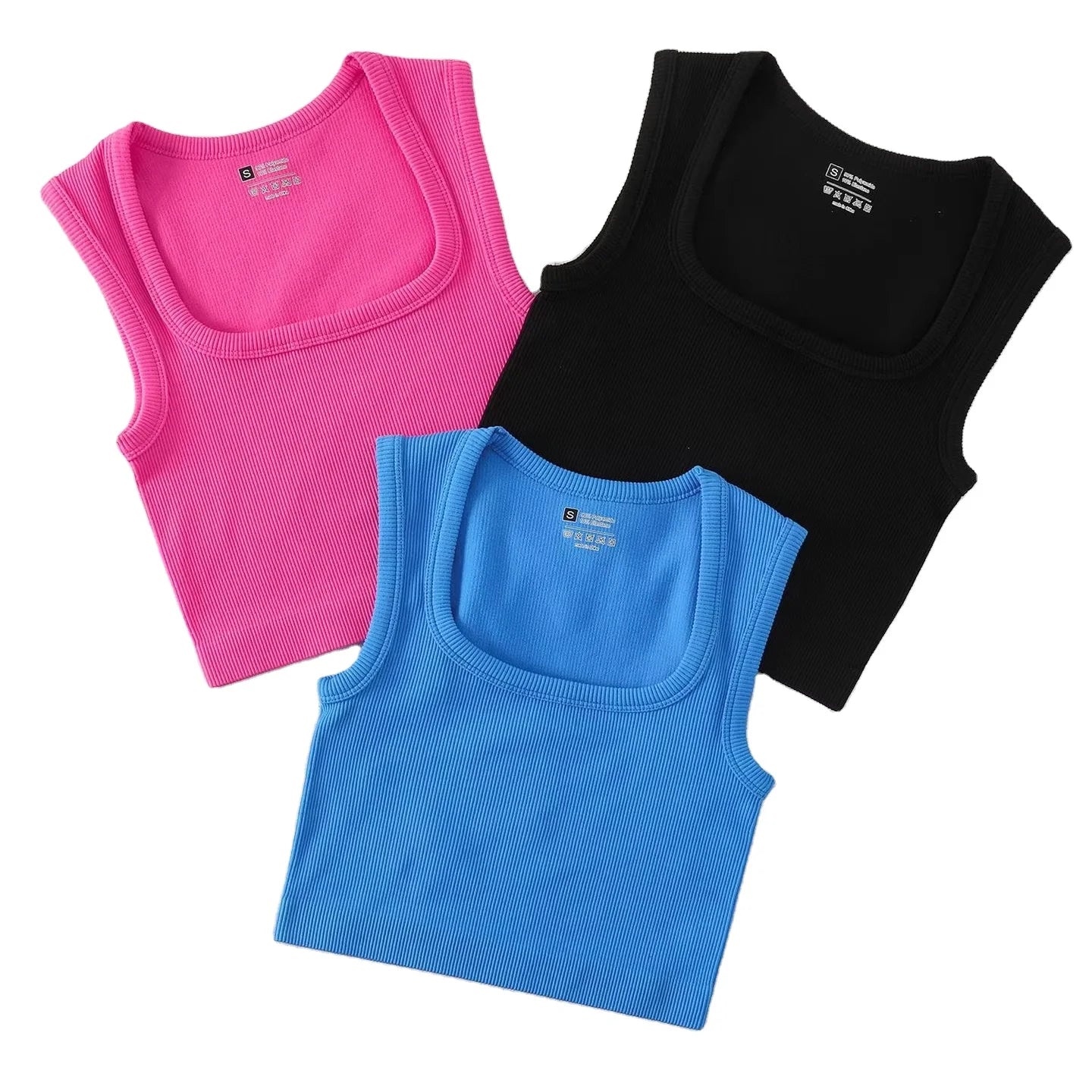 Wholesale Ladies Summer Sleeveless Casual Ribbed Vest Fitness Yoga Gym Crop Tank Top