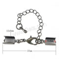 Brass Lobster Claw Cord Clasp with Cord Tip & with Extender Chain Plated 37mm 12x6x0.5mm Inner Diameter 7x4mm 878332