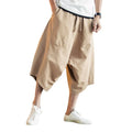 M-5XL Lantern Pants Men's Loose Wide Leg Capris Summer Ethnic Style Oversized Pants Beach Pants