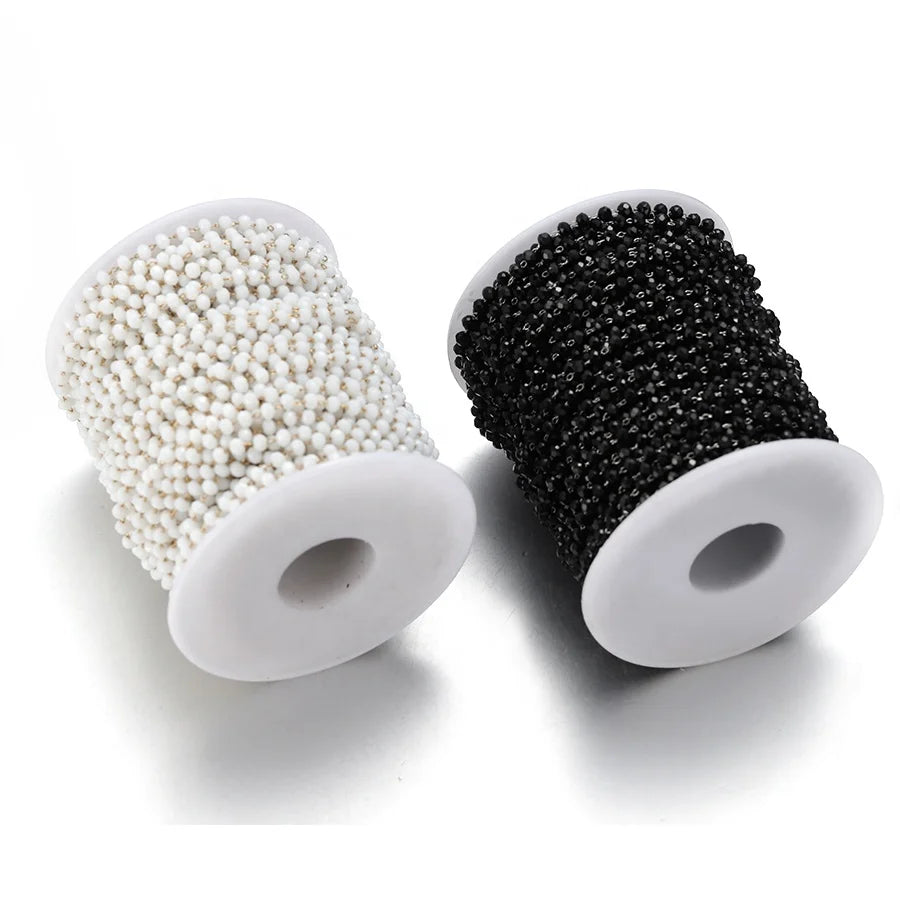 Stainless Steel 3mm White Black Crystal Handmade Chain for Diy Jewelry Bracelet Fashion Eyewear Chain Accessories