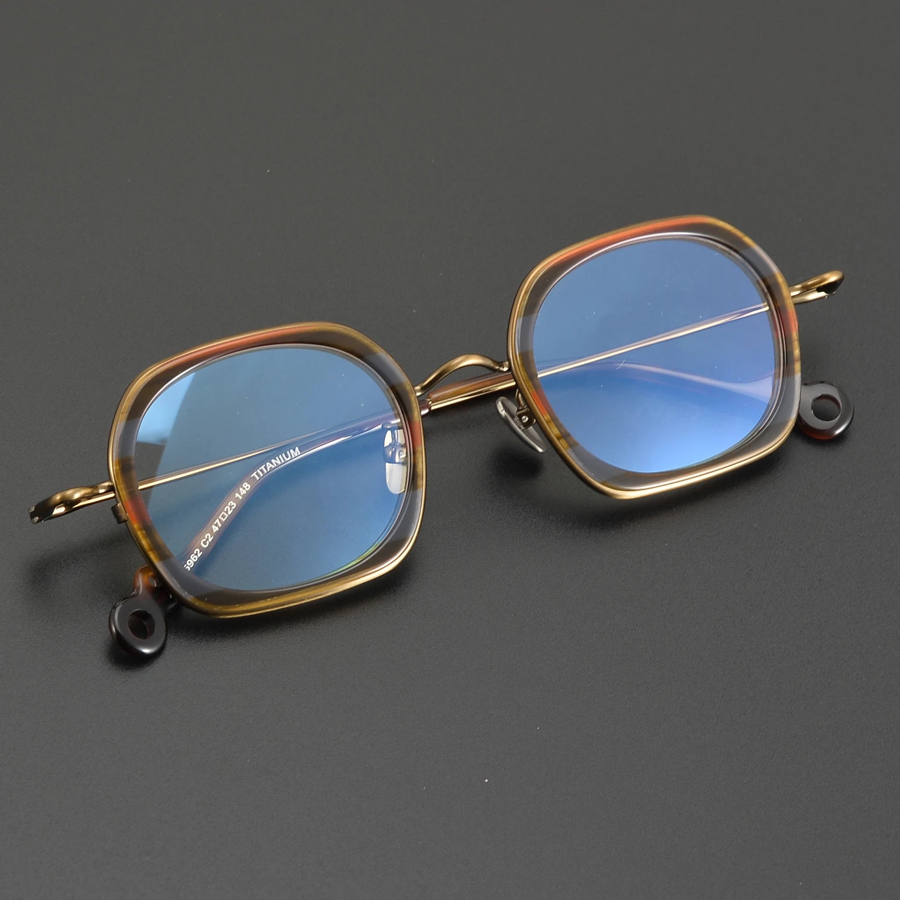 Chinese Titanium Polygonal Irregular Compound Unisex Fashionable Colorful Gold-rimmed Optical Eyeglasses Frame