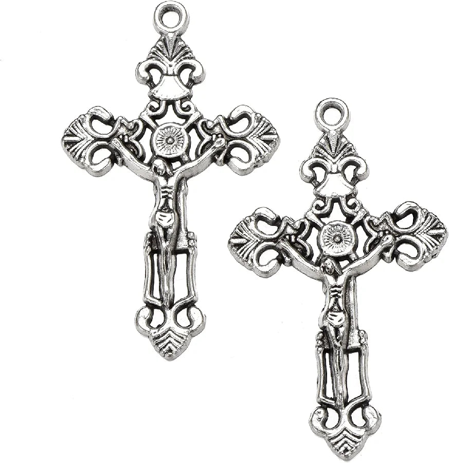 Silver Plated Peace Cross Charms Pendants Jewelry Making DIY Charm Crafts Handmade 51X31mm Crucifix Charm