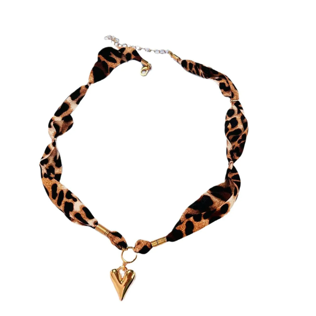 Layered Necklace European and American Retro Leopard Peach Heart Gold Plated Sweater Chain Jewelry Temperament Classic MegaBDM
