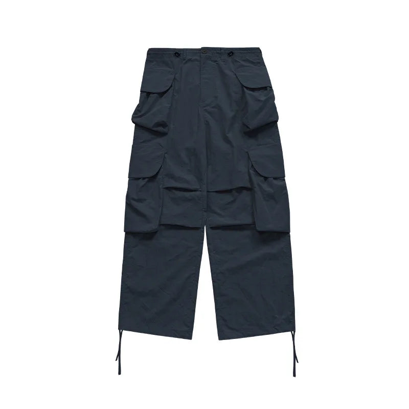 Men's Colored Distressed Mid Waist Anti-Wrinkle Breathable Waterproof Quick Dry Woven Wide-Leg Straight Jeans Spring Casual
