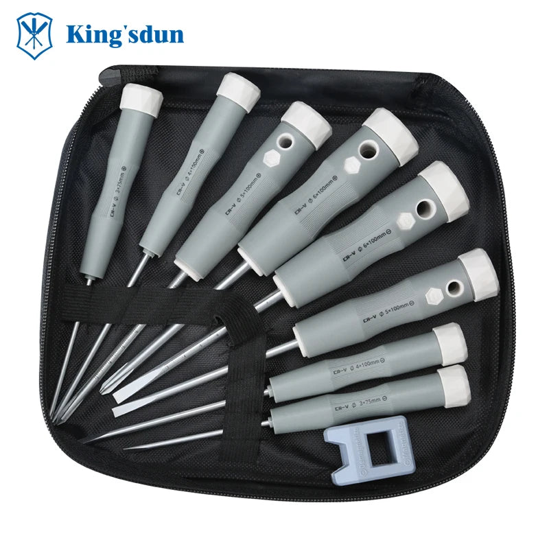 Kingsdun Screwdriver Set 9 in 1 Portable Precision Repair Tool Kit with Different Size Flathead and Phillips Screwdrivers