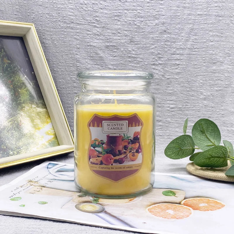 Custom Glass Scented Candle for Home Decor LD15T Factory Wholesale Large Yankee Style Jar Customized Logo Soy Wax Candle