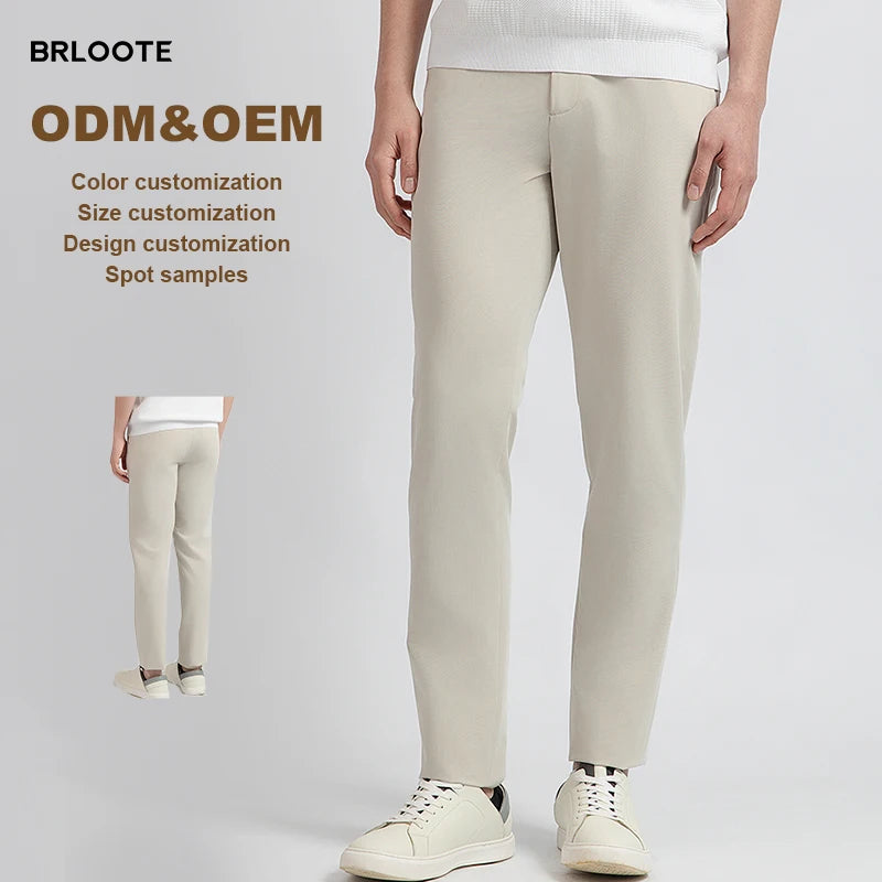 Men's Summer Tailored Trousers Viscose Polyester Spandex Twill Modern European Style Small MOQ Sample-friendly OEM Private Label