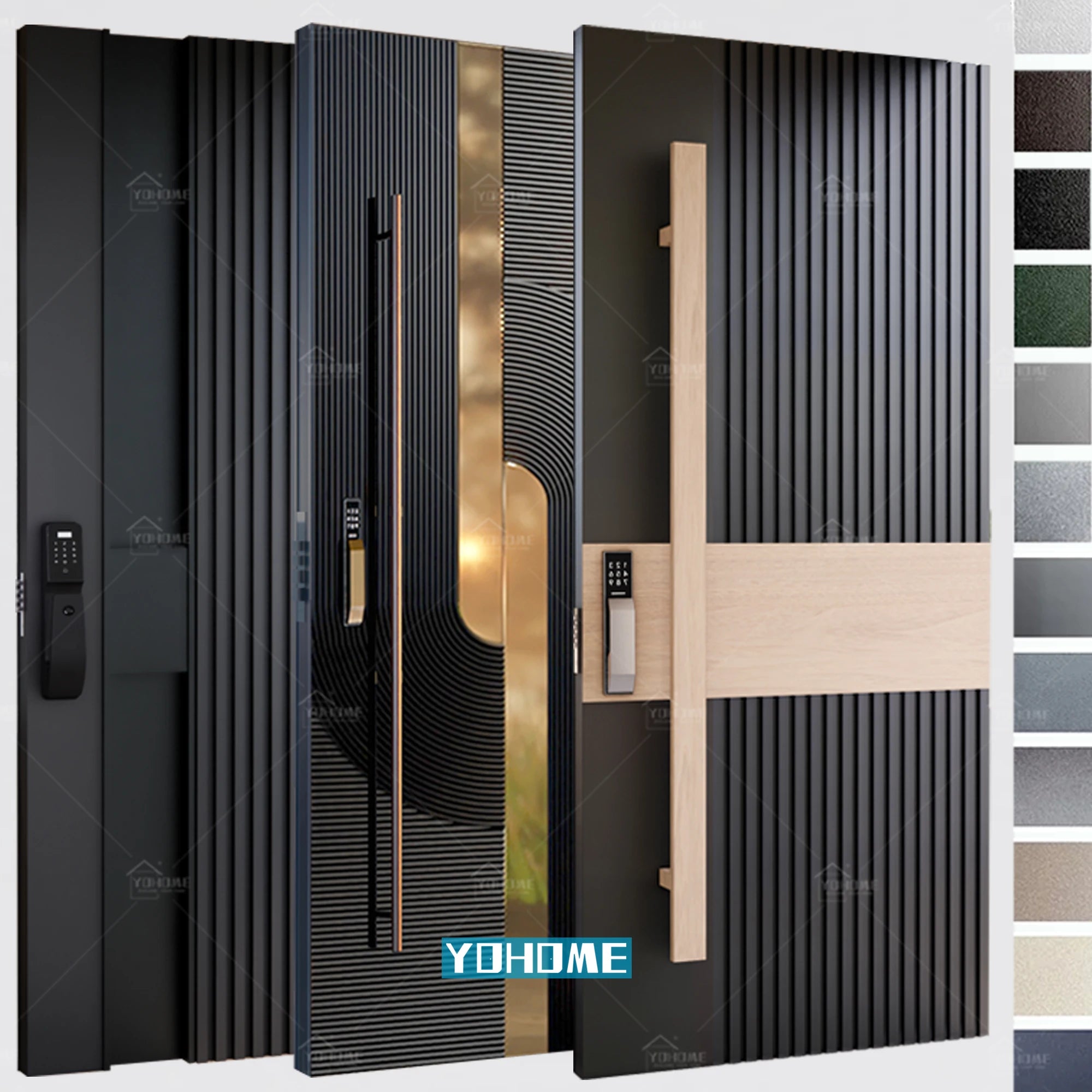 China Top Factory Custom Italian Entry Doors Aluminum Wide Pivot Door with Smart Lock Single Leaf  30 X 80 Pivot Door
