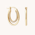 LOZRUNVE Jewelry Trendy Designer Christmas Double Hoop Sterling Silver Gold Earring