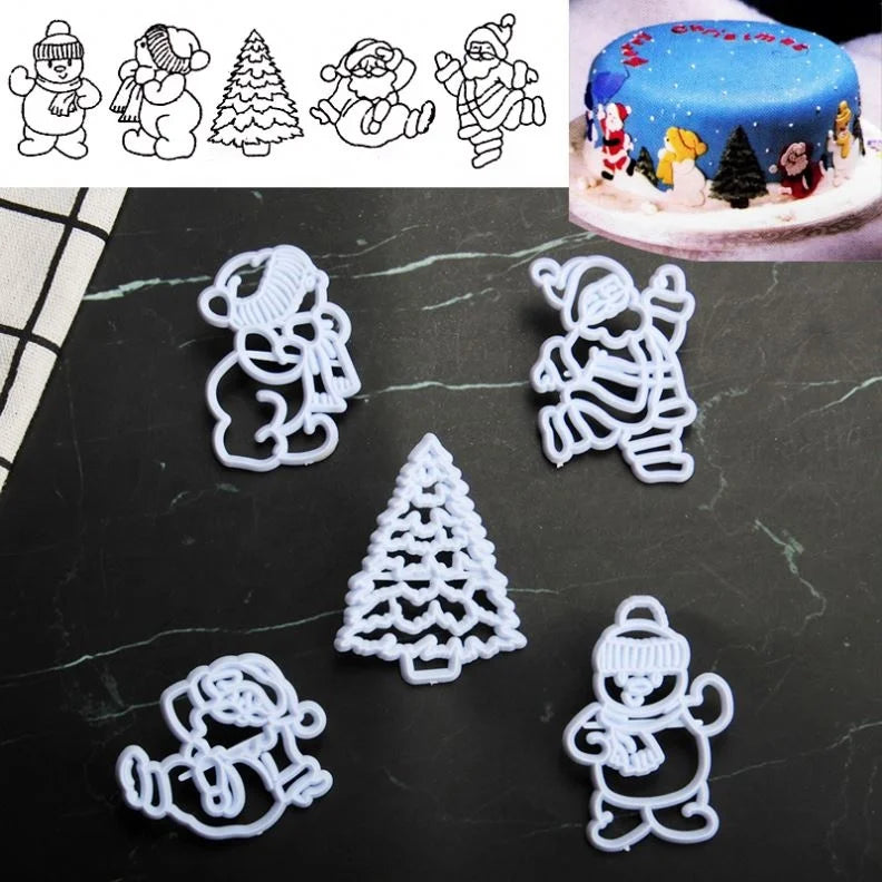 Christmas Theme Cookie Cutter Set Cake Biscuit Plastic Cutter Mold Set Fondant Cake Decorating Tools