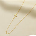 Dina Tiny Chain Sideway Mom Necklace Jewelry Women 18K PVD Gold Plated Stainless Steel Jesus Cross Necklace Personalized Gift