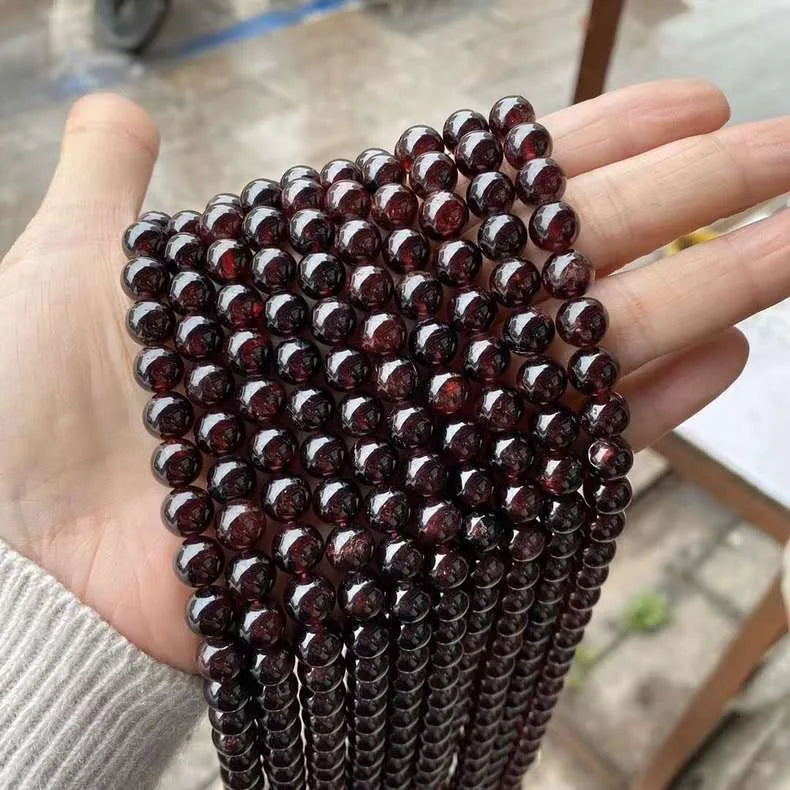 Manufacturers Ruby Stone Beads 8mm Real Gemstone Bulk Red Garnet Natural Stone Beads Garnet for Jewelry Making