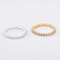 Simple Row Tennis Rings 925 Sterling Silver Cubic Zirconia Band Eternity Bands Gold Rings for Women