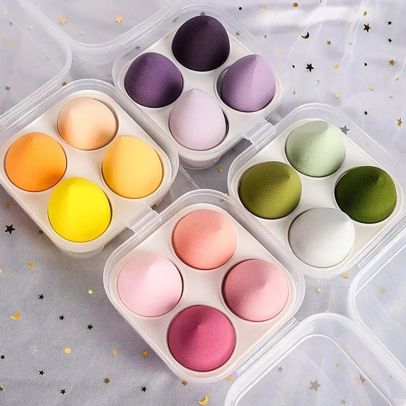 YUE Popular 4PCS/Box Beauty Sponges Set With Egg Box Beauty Facial Foundation Blending Eco-Friendly Makeup Sponge Set