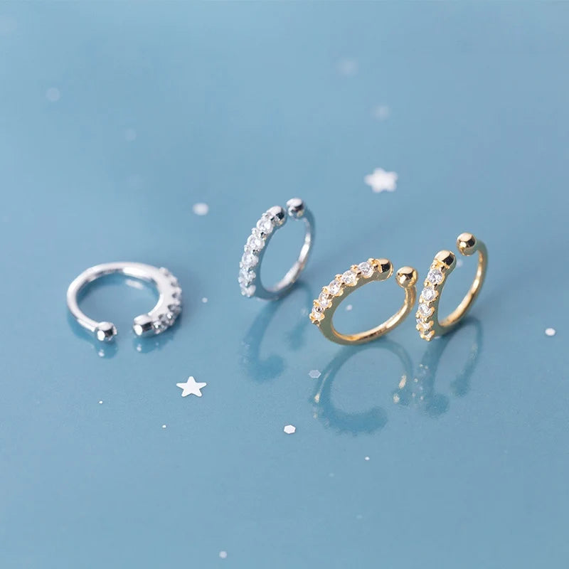 New Fashion Earrings Jewelry 925 Sterling Silver Small Diamond Ear Cuff Earrings Women Gold Plated Clip on Earrings Non Pierced
