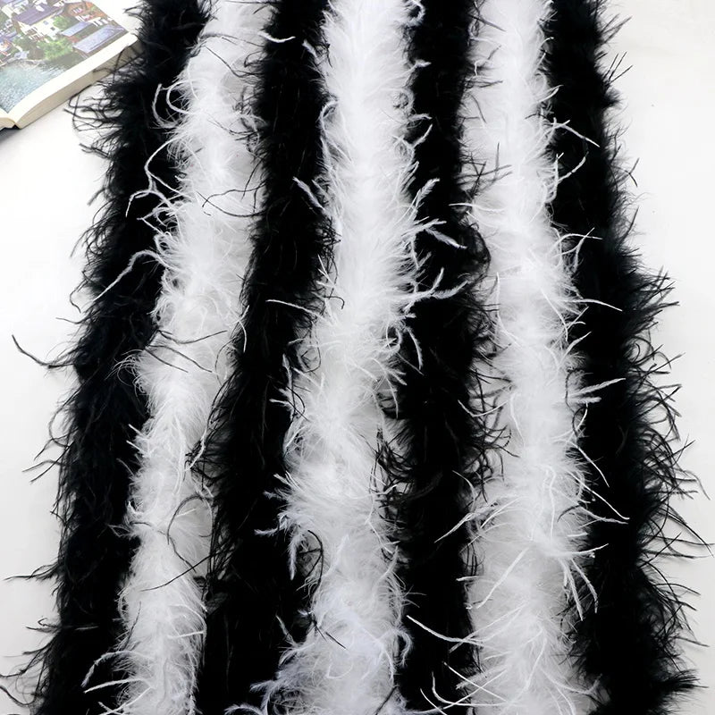 Wholesale Ostrich Feather Boas 1ply Plumas Trim Fabric for Crafts Pajamas Dress Cuffs-Washed Pattern
