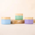 Silk Screen logo Empty Face Care Cosmetic Packaging 20g 30g 50g Flat pink Purple Blue Round Cosmetic Cream Glass Jar