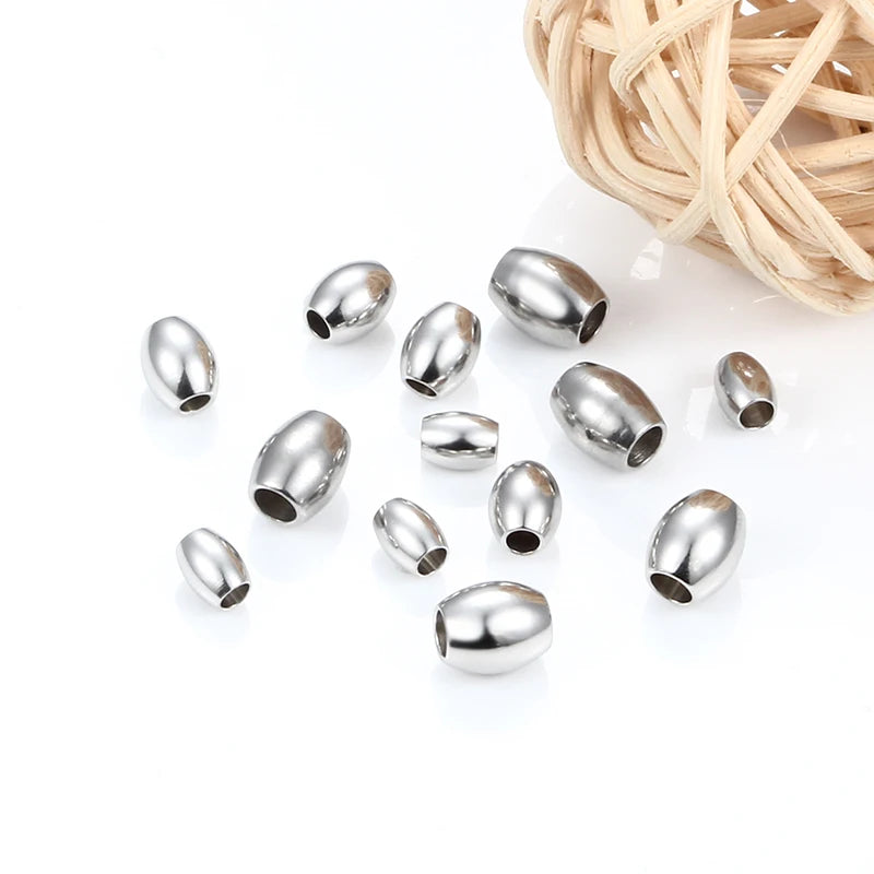 Popular Oval Shape Beads for Making Necklaces and Bracelets Stainless Steel Spacer Bead Jewelry Findings and Component