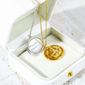 Fashion Women Gold Plated Letter Necklace Zircon Charm Round Pendant Necklace