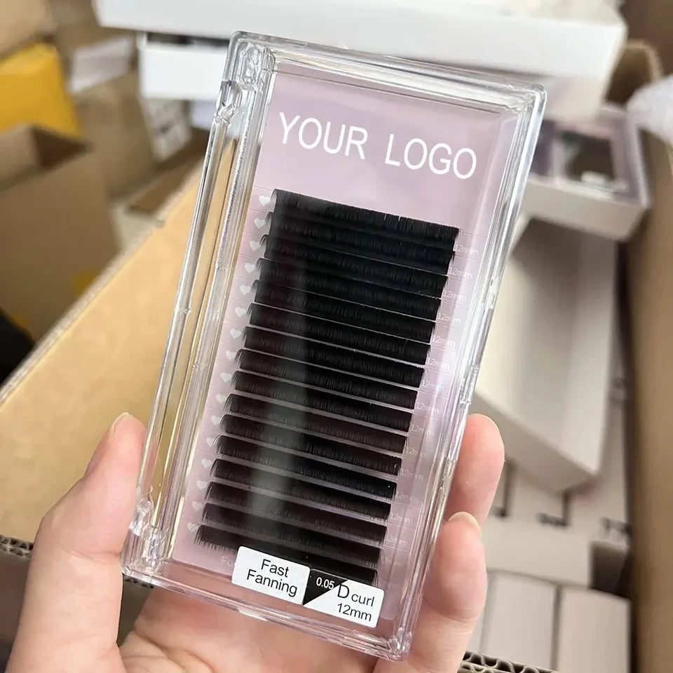Korean Pbt Fiber Jet Black Dark Matte Fluffy Velvet Cashmere Lash Extension Trays Wholesale Lashes Supplies Eyelash Extensions