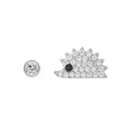 Cute mini 925 sterling silver cartoon animal design hedgehog stud earrings for women
