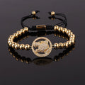 New Design CZ Pave Leopard Charm Stainless Steel Bead Men Macrame Custom Bracelet JBS9917