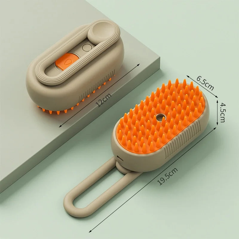 Luxury Battery-Powered Plastic Cat Grooming Brush 3-in-1 with Detangling Spray & Steam for Cats