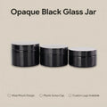 Opaque Black Glass Wide Mouth Shape Jar 10g-250g Plastic Screw Cap Recyclable Custom Logo for Skin Care Cosmetic Face Cream