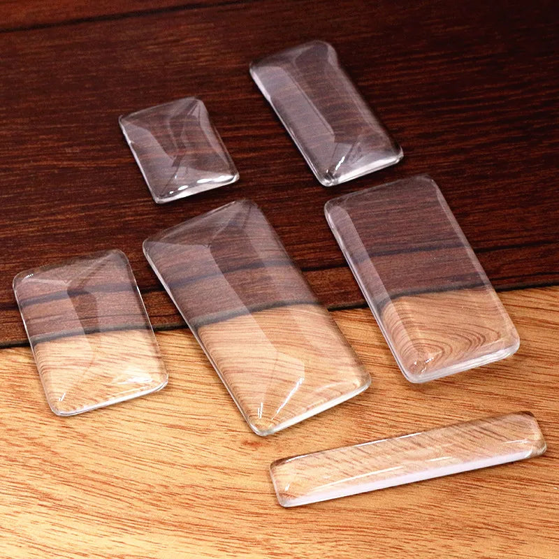 10x50mm 25x50mm 18x25mm 23x33mm 19x38mm 24x48mm Rectangle Flat Back Clear Glass Cabochon High QualityWholesale Promotion