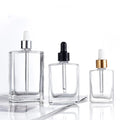 15ml 30ml 50ml 100ml clear square Essential Oil  Glass Rubber Head Dropper Bottle