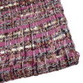 New Style Ladies Tweed Fabric with Shiny Gold Metallic Sequins Pink Yarn Dyed Woven Design for Girls