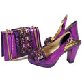 Women High Heel 8cm Shoes and Bag Set Italian Women Shoes and Matching Cuboid Small Luggage Set African Shoes and Bag Set