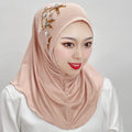 Breathable Shining Diamond Muslim Scarf Solid Color Instant Hijab Arab Women Graceful Modal Hijab Wholesale Muslim Scarf Hijab