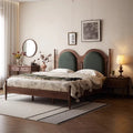 The Master Bedroom Double Bed Is Made of North American Black Walnut Solid Wood with a Retro-style Soft Cushion and Backrest