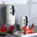 Minimalist Art Flower Vase High-end White Irregular Opening Ceramic Vase for Living Room Decor Flower Arrangement Home Decor
