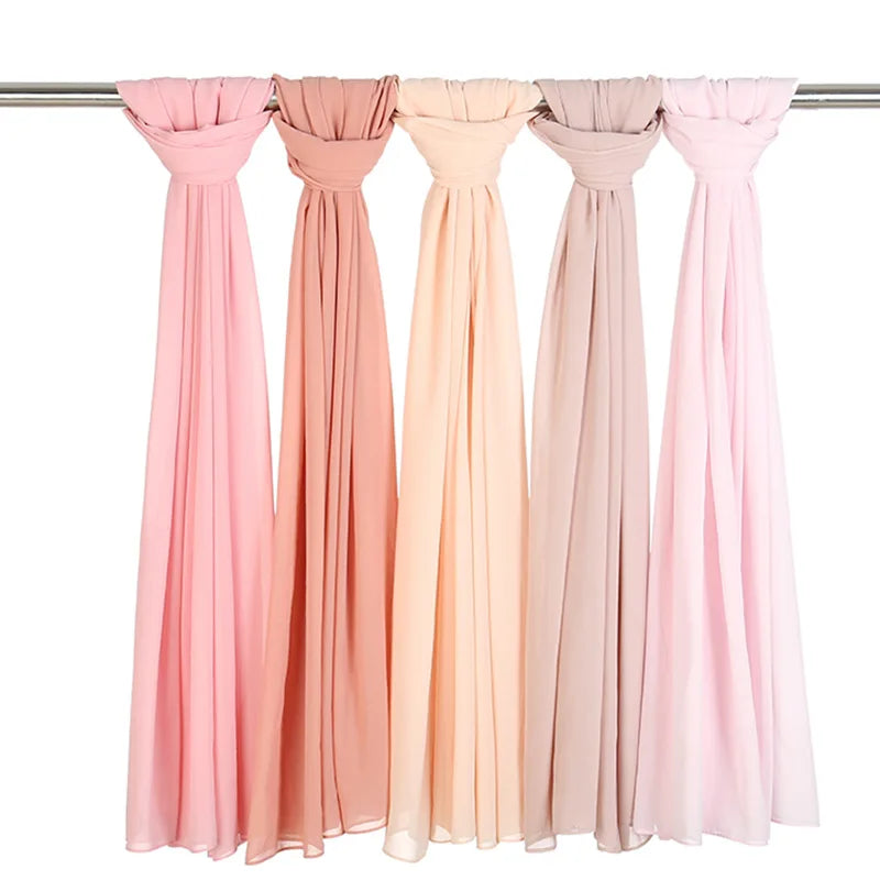 Wholesale 2024 Big Size High Quality Bubble Chiffon Women's Shawl 55 Solid Colors Plain Head Scarf Hijab Muslim Scarf for Summer