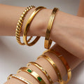 Summer New Trendy Waterproof Gold Plated Stainless Steel Bracelet Colorful Cubic Zircon Bangle Bracelet for Women Girls