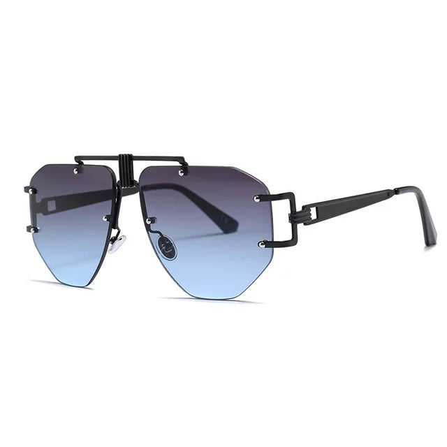 Rimless Vintage Sunglasses Women Luxury Retro Sunglasses Men Aviation Pilot Sunglasses Steampunk Brand Designer Gradient Eyewear