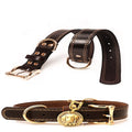 Real Leather Dog Collar with Personalized Customization Pure Copper Tag Soft Touch for Small/Medium/Large Dogs